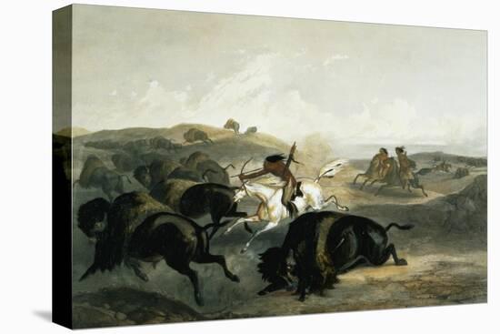 Indians Hunting the Bison, Plate 31 from Volume 2 of 'Travels in the Interior of North America'-Karl Bodmer-Stretched Canvas