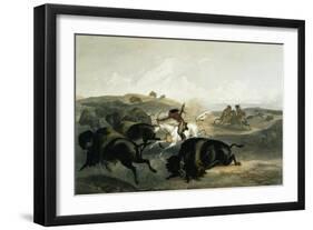 Indians Hunting the Bison, Plate 31 from Volume 2 of 'Travels in the Interior of North America'-Karl Bodmer-Framed Giclee Print