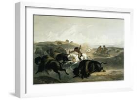 Indians Hunting the Bison, Plate 31 from Volume 2 of 'Travels in the Interior of North America'-Karl Bodmer-Framed Giclee Print