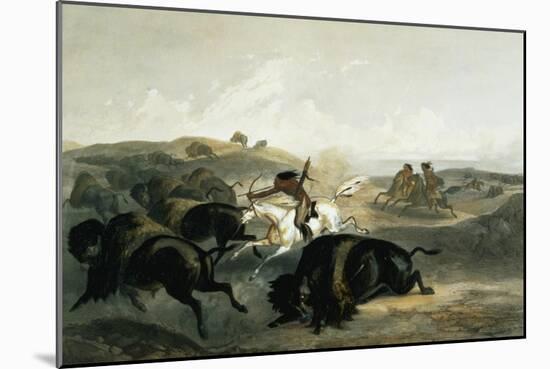 Indians Hunting the Bison, Plate 31 from Volume 2 of 'Travels in the Interior of North America'-Karl Bodmer-Mounted Giclee Print