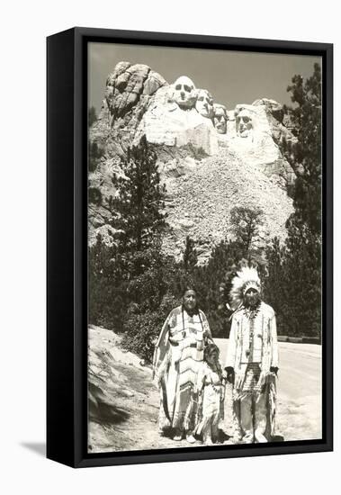 Indians in front of Mt. Rushmore, South Dakota-null-Framed Stretched Canvas