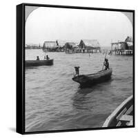 Indians in Log Canoes, Lake Maracaibo, Venezuela, C1900s-null-Framed Stretched Canvas