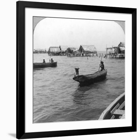 Indians in Log Canoes, Lake Maracaibo, Venezuela, C1900s-null-Framed Photographic Print