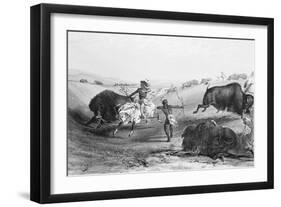 Indians Killing Buffalos-null-Framed Giclee Print