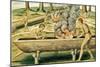 Indians Making a Dugout Canoe, from "Admiranda Narratio...", Published by Theodore de Bry-Theodor de Bry-Mounted Giclee Print