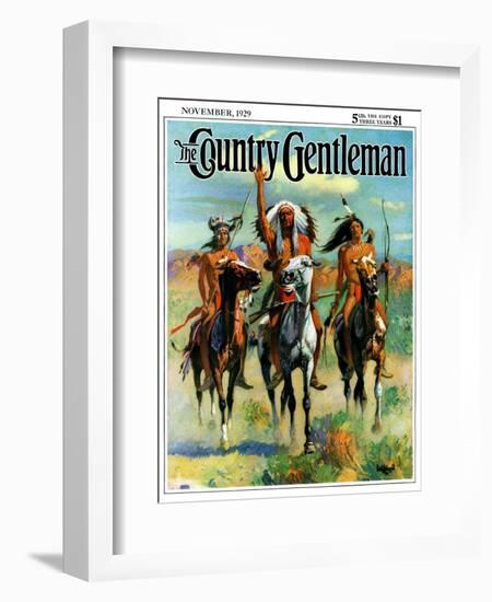 "Indians on Horseback," Country Gentleman Cover, November 1, 1929-Paul Strayer-Framed Giclee Print