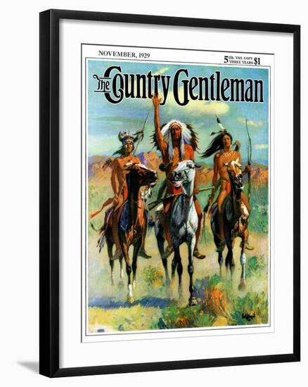 "Indians on Horseback," Country Gentleman Cover, November 1, 1929-Paul Strayer-Framed Giclee Print