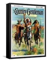 "Indians on Horseback," Country Gentleman Cover, November 1, 1929-Paul Strayer-Framed Stretched Canvas