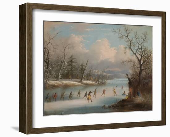 Indians Playing Lacrosse on the Ice, 1859-Edmund C. Coates-Framed Giclee Print