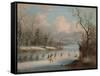 Indians Playing Lacrosse on the Ice, 1859-Edmund C. Coates-Framed Stretched Canvas