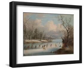 Indians Playing Lacrosse on the Ice, 1859-Edmund C. Coates-Framed Premium Giclee Print