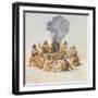 Indians Round a Fire-John White-Framed Giclee Print