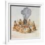 Indians Round a Fire-John White-Framed Giclee Print