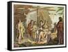 Indians Trading with La Perouse in Canada-G. Bramati-Framed Stretched Canvas