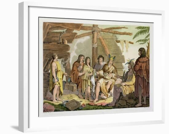 Indians Trading with La Perouse in Canada-G. Bramati-Framed Giclee Print