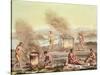 Indigenous Natives from Florida Preparing and Cooking Food-John White-Stretched Canvas