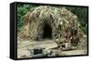 Indigenous People Near a Straw, Local Village, Uganda-null-Framed Stretched Canvas