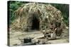 Indigenous People Near a Straw, Local Village, Uganda-null-Stretched Canvas