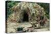 Indigenous People Near a Straw, Local Village, Uganda-null-Stretched Canvas