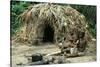 Indigenous People Near a Straw, Local Village, Uganda-null-Stretched Canvas