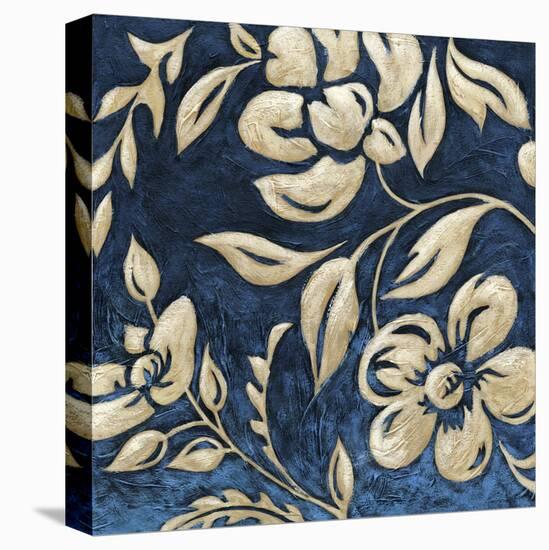 Indigo and Cream Brocade I-Chariklia Zarris-Stretched Canvas