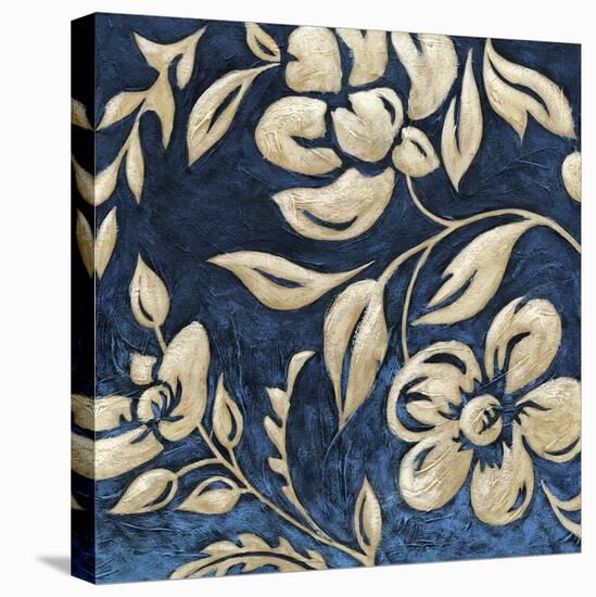 Indigo and Cream Brocade I-Chariklia Zarris-Stretched Canvas