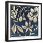 Indigo and Cream Brocade II-Chariklia Zarris-Framed Art Print