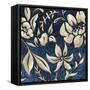 Indigo and Cream Brocade II-Chariklia Zarris-Framed Stretched Canvas