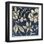 Indigo and Cream Brocade II-Chariklia Zarris-Framed Art Print