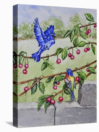 Indigo Bunting and Rainbow Bunting-Charlsie Kelly-Stretched Canvas