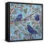 Indigo Buntings-Lauren Moss-Framed Stretched Canvas