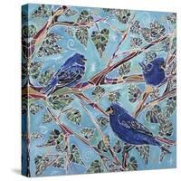 Indigo Buntings-Lauren Moss-Stretched Canvas
