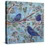 Indigo Buntings-Lauren Moss-Stretched Canvas