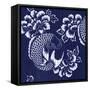 Indigo Carp Katagami I-Vision Studio-Framed Stretched Canvas