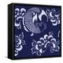 Indigo Carp Katagami II-Vision Studio-Framed Stretched Canvas