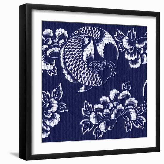 Indigo Carp Katagami II-Vision Studio-Framed Art Print