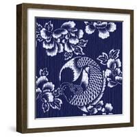 Indigo Carp Katagami III-Vision Studio-Framed Art Print