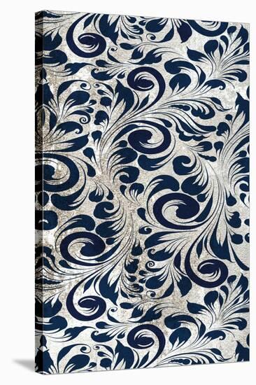 Indigo Damask Panel 2-Kimberly Allen-Stretched Canvas