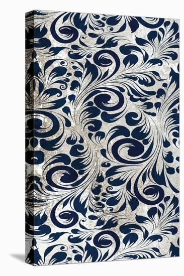 Indigo Damask Panel 2-Kimberly Allen-Stretched Canvas