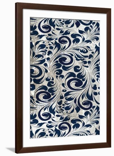 Indigo Damask Panel 2-Kimberly Allen-Framed Art Print