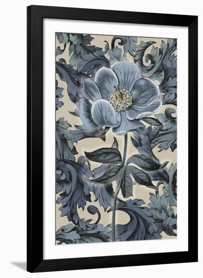 Indigo Deco Flower II-Emma Hill-Framed Giclee Print