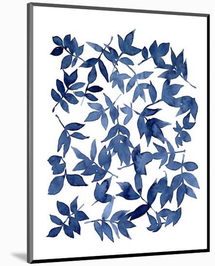 Indigo Fallen Leaves I-Emma Scarvey-Mounted Art Print