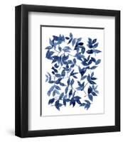 Indigo Fallen Leaves II-Emma Scarvey-Framed Art Print