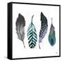 Indigo Feathers-Elizabeth Medley-Framed Stretched Canvas