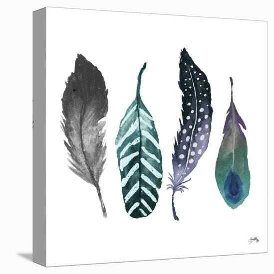 Indigo Feathers-Elizabeth Medley-Stretched Canvas