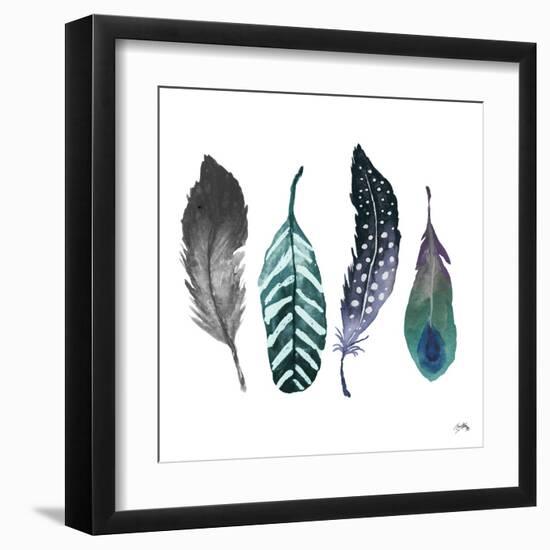 Indigo Feathers-Elizabeth Medley-Framed Art Print