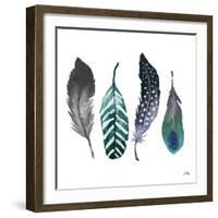 Indigo Feathers-Elizabeth Medley-Framed Art Print