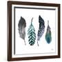 Indigo Feathers-Elizabeth Medley-Framed Art Print