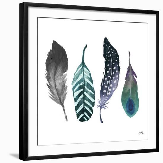 Indigo Feathers-Elizabeth Medley-Framed Art Print