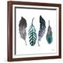 Indigo Feathers-Elizabeth Medley-Framed Art Print